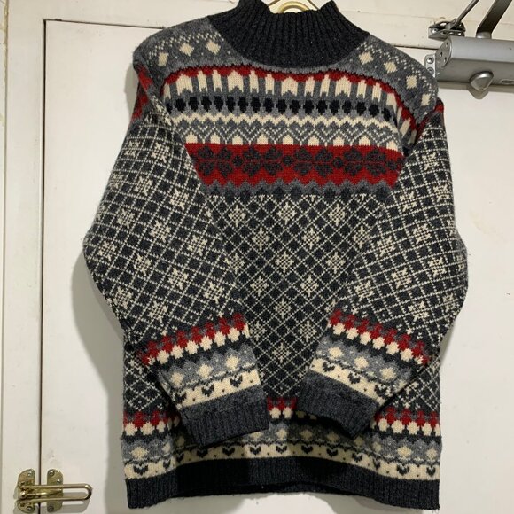 VINTAGE JACOB FAIR ISLE TURTLENECK KNITTED WOOL SWEATERS SIZE S - Picture 2 of 15